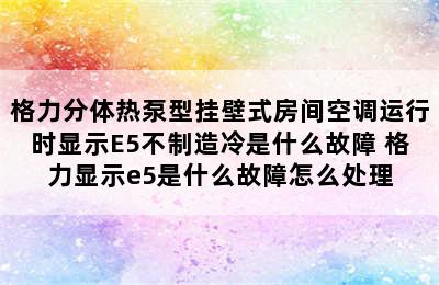 格力分体热泵型挂壁式房间空调运行时显示E5不制造冷是什么故障 格力显示e5是什么故障怎么处理